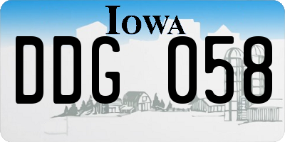 IA license plate DDG058