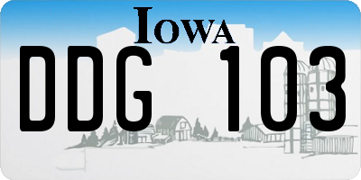 IA license plate DDG103