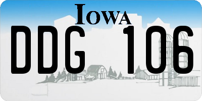 IA license plate DDG106