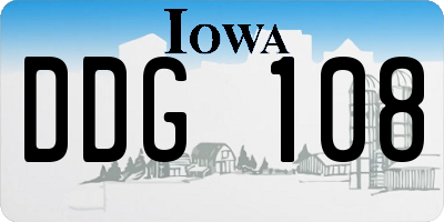 IA license plate DDG108