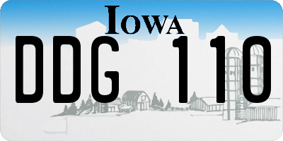 IA license plate DDG110