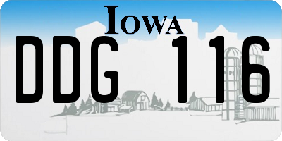 IA license plate DDG116