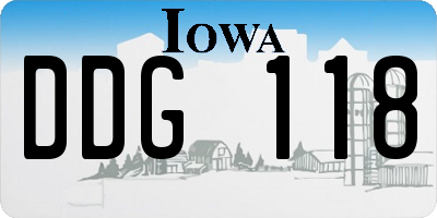 IA license plate DDG118