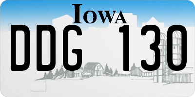 IA license plate DDG130