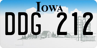 IA license plate DDG212