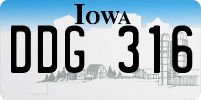 IA license plate DDG316