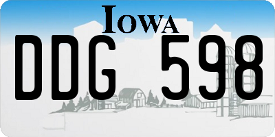 IA license plate DDG598