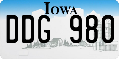 IA license plate DDG980