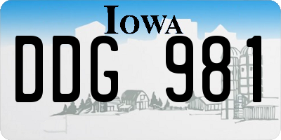 IA license plate DDG981