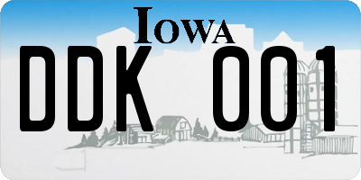 IA license plate DDK001