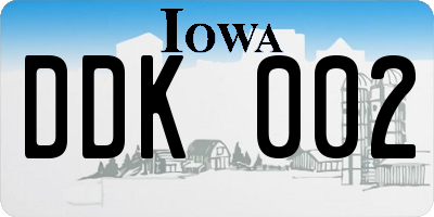 IA license plate DDK002