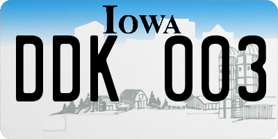 IA license plate DDK003