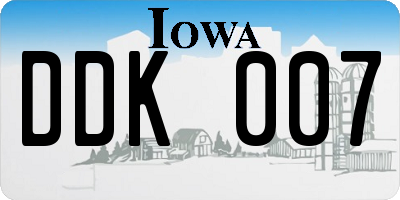 IA license plate DDK007