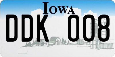 IA license plate DDK008