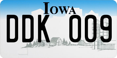 IA license plate DDK009