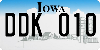 IA license plate DDK010