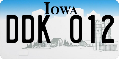 IA license plate DDK012