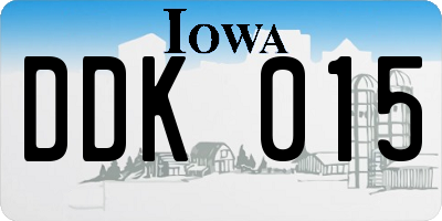IA license plate DDK015