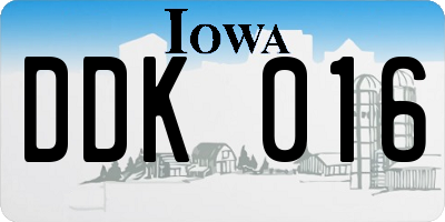 IA license plate DDK016