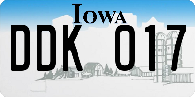IA license plate DDK017