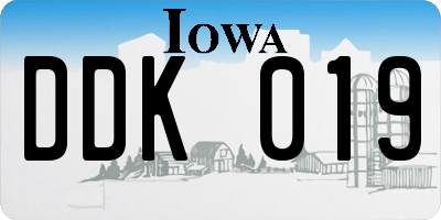 IA license plate DDK019