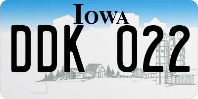 IA license plate DDK022