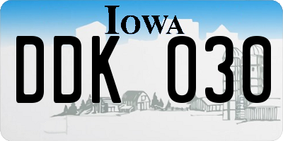 IA license plate DDK030