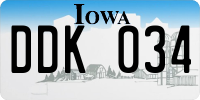 IA license plate DDK034
