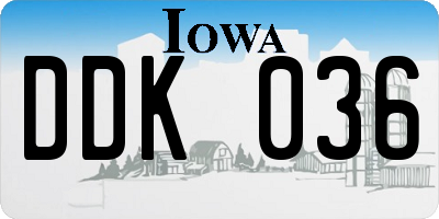 IA license plate DDK036