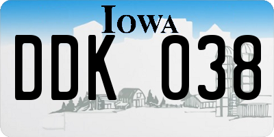 IA license plate DDK038