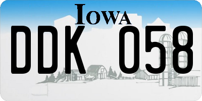 IA license plate DDK058