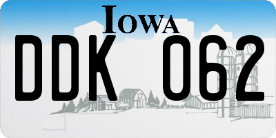 IA license plate DDK062