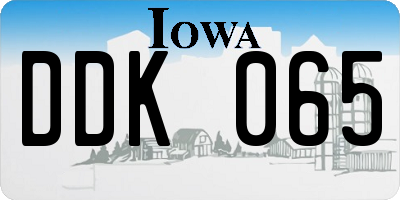 IA license plate DDK065