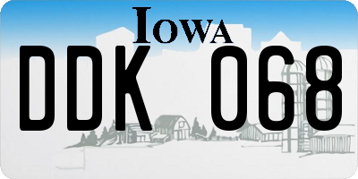 IA license plate DDK068