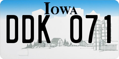 IA license plate DDK071