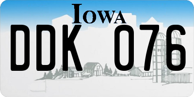 IA license plate DDK076