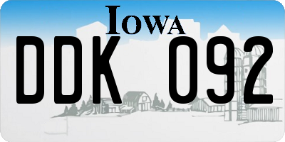 IA license plate DDK092