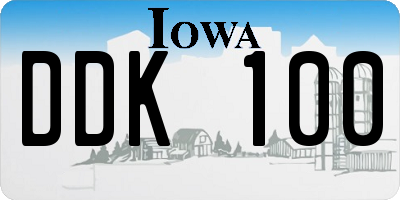 IA license plate DDK100