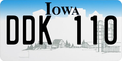 IA license plate DDK110