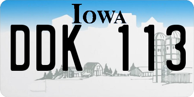 IA license plate DDK113