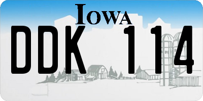IA license plate DDK114