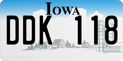 IA license plate DDK118