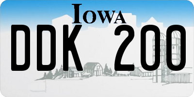 IA license plate DDK200