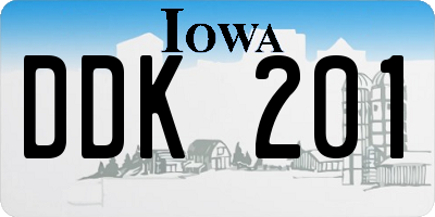 IA license plate DDK201