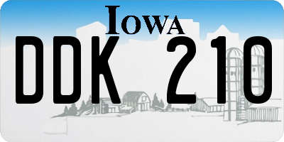 IA license plate DDK210