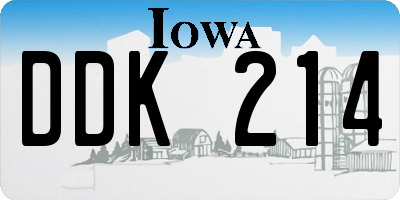 IA license plate DDK214
