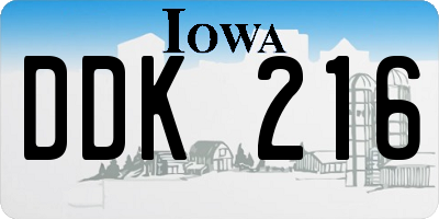 IA license plate DDK216