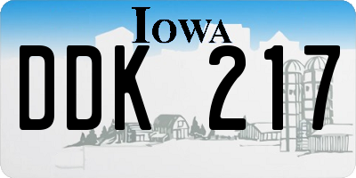 IA license plate DDK217