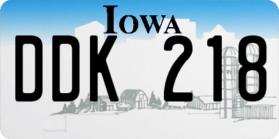 IA license plate DDK218