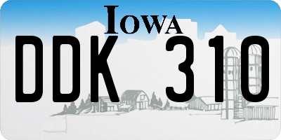 IA license plate DDK310